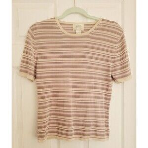 Vintage Field Manor Modern Classics 1970s 100% Silk Knit Striped Shirt Size L